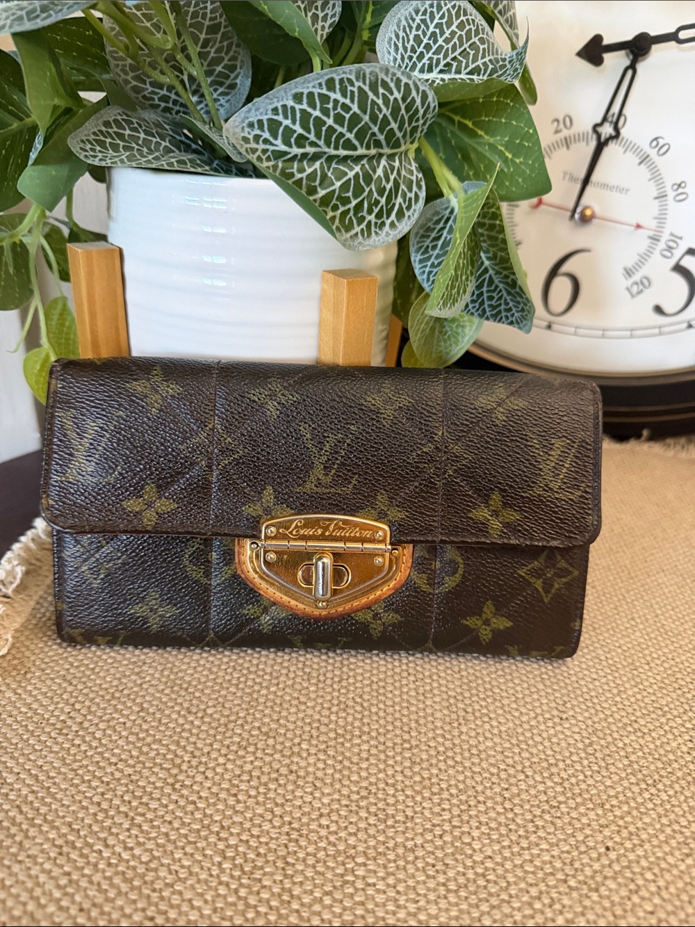 Sale! Louis Vuitton Quilted Brown Monogram Turnlock Wallet with Gold Hardware